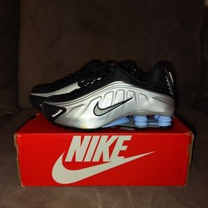 Nike Women's Performance Athletic Shoes - Black and Silver with Baby Blue